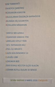 SÜRPRİZ ŞİİR İÇİN SEVİM BAYRAKA TEŞEKKÜRLER